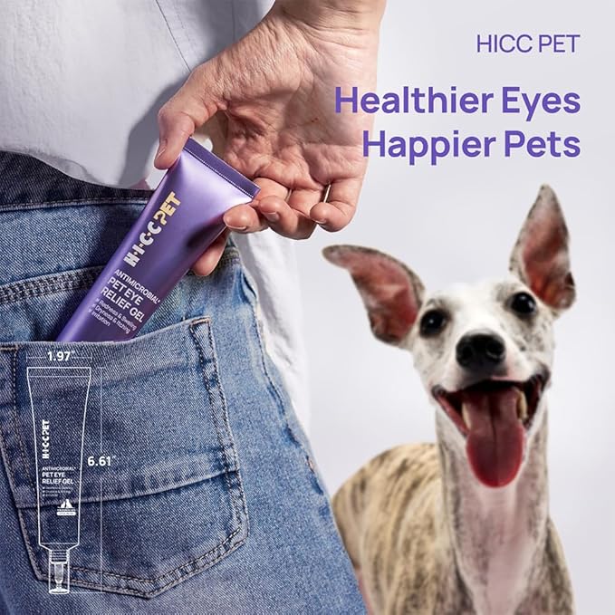 HICC PET Dog Eye Gel, Vet-Trusted Dog Eye Infection Treatment, Cat Eye Drops Wash, Soothes Irritation, Moisturizes Dry Eyes, Pet Eye Drops Ointment Alternative for Dogs, Cats, Horses. 4 fl oz