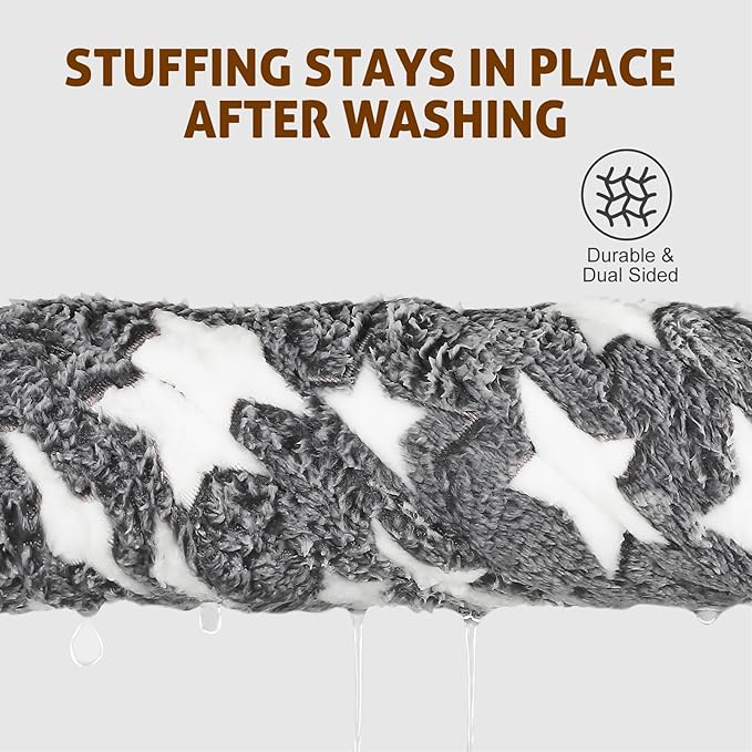 Mora Pets Dog Bed Crate Pad Ultra Soft Pet Bed with Cute Star Print Washable Reversible for Large Medium Small Dogs 23 x 18 inch 2 Pack Grey