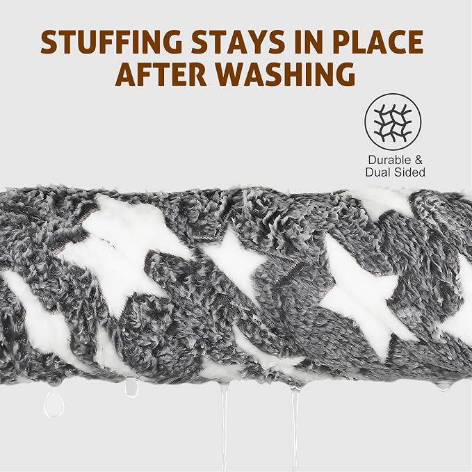 Mora Pets Cat Bed Dog Crate Pad Ultra Soft Pet Bed with Cute Star Print Washable Reversible for Small Dogs 14 x 17.5 inch 2 Pack Grey