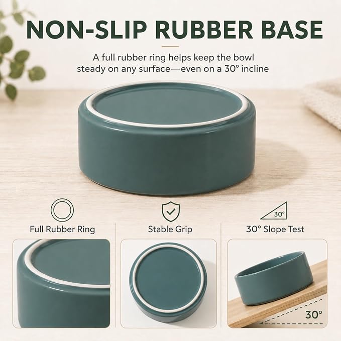 Havniva Cat Bowls Set of Two, 5.1” Ceramic Cat Food and Water Bowls | Cat Food Bowls Whisker Friendly, Non-Slip Base, Food-Grade Ceramic, Wide Opening, Dishwasher Safe, Cat Bowls for Indoor Cats
