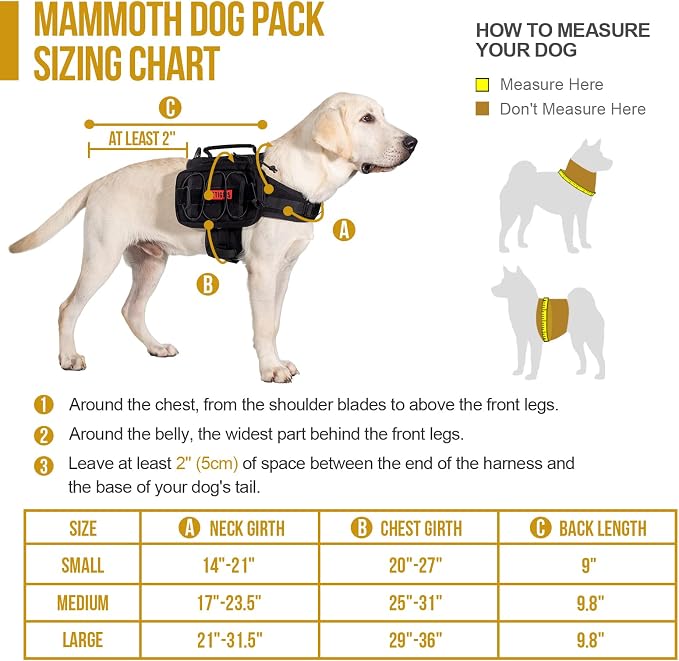 ONETIGRIS Dog Backpack for Medium & Large Dogs, Nylon Backpack for Dogs Tactical Pet Backpack with Side Pockets for Hiking Walking Training Running (Black, Medium)