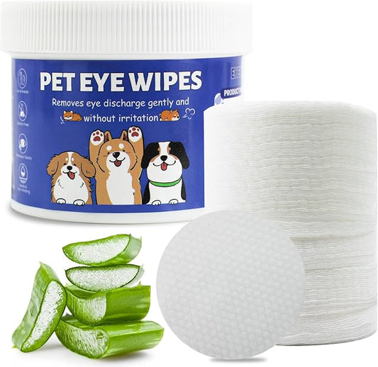 Dog Eye Wipes 100 Counts, Gently Clean Eye Wipes for Dogs & Cats Textured Grooming Pet Eye Wipes for Dogs and Cats, Fight Tear Stains, Eye Debris, Discharge, Mucus Secretions with Aloe & Chamomile