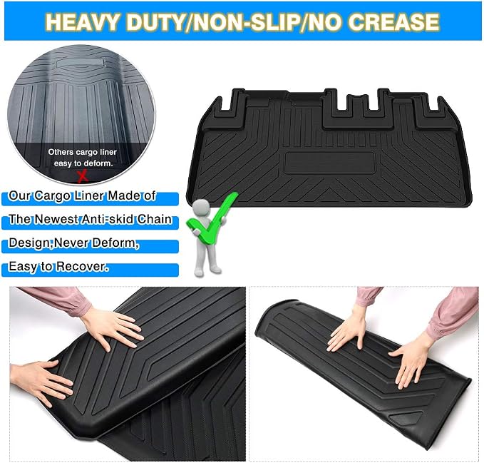 Sienna Cargo Liner - Trunk Mat for Toyota Sienna 2011-2019, All Weather Cargo Mat for Sienna Accessories, Only fit NO Power Folding 3rd Row Seats