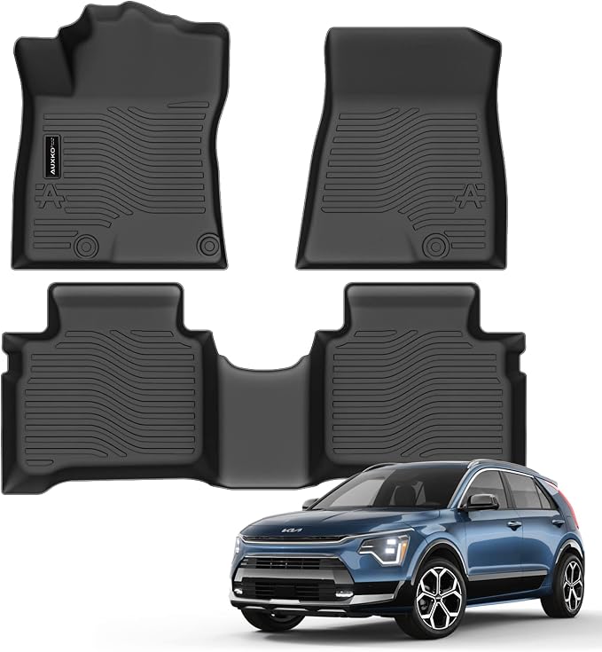 All Weather Floor Mats Fit for 2023 2024 2025 Kia NIRO(Include Hybrid Not PHEV or EV) TPE Rubber Liners Set NIRO Accessories All Season Guard Odorless Anti-Slip Floor Mats