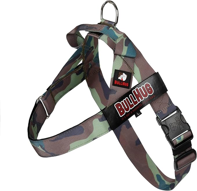 Adjustable Dog Harness– No Pull, No Choke – for English Bulldogs, French Bulldogs, Pugs & Broad-Chested Breeds – Easy, Safe Walks (Army, Large)