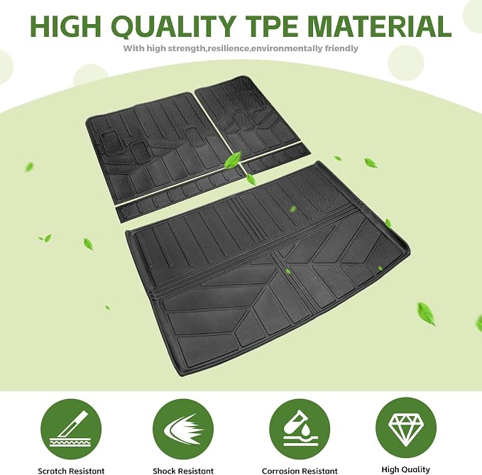 Cargo Liners for 2021-2026 Chevrolet Chevy Suburban/GMC Yukon XL Trunk Mat with 3rd Row Seat Back Cover Accessories, All Weather Rear Cargo Mat Backrest Protector(Only for XL,Not for Yukon)