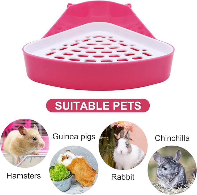 Litewoo Rabbit Litter Box Toilet Bunny Corner Litter Pan Pet Toilet Potty for Guinea Pigs Hamster Chinchilla Ferret Rabbit Small Animal (Pink)