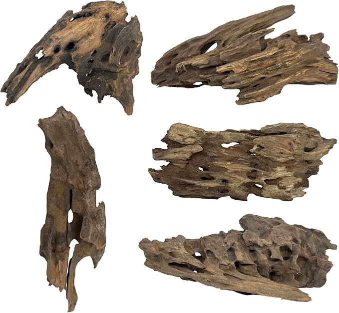 5 PCS Natural Honeycomb Wood 6-8", Porous Aquarium Driftwood, Cholla Wood Shrimp Shelter Breeding Cave, Shrimp Dragon Wood for Fish Tank, Aquascaping, Reptile, Terrarium Decor
