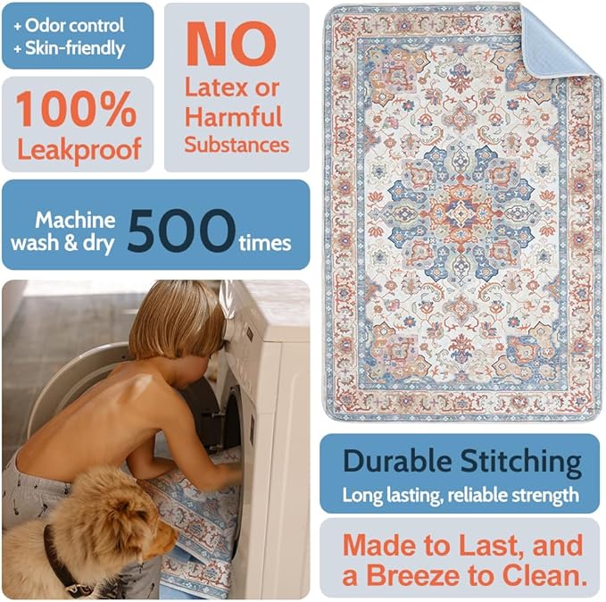 Washable Pee Pads for Dogs, 2 Pack Reusable Puppy Training Pads 48"x48" Super Absorbent Waterproof Dog Training Pads, Non-Slip Potty Pads, Whelping Pads Litter Mat Beige