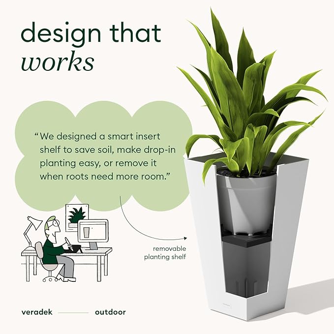 Veradek V-Resin Indoor/Outdoor Taper Planter (24 inch, White)