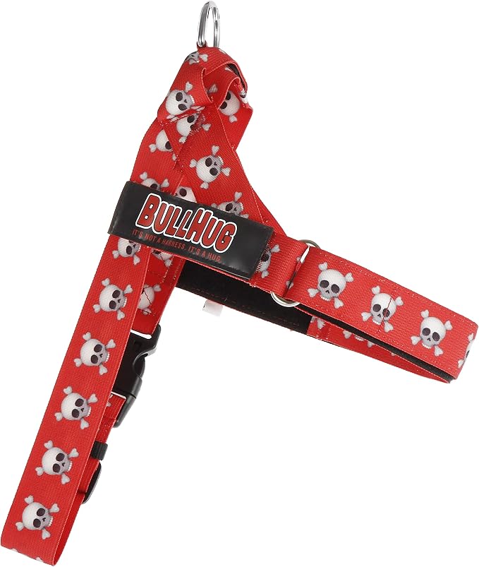 Adjustable Dog Harness– No Pull, No Choke – for English Bulldogs, French Bulldogs, Pugs & Broad-Chested Breeds – Easy, Safe Walks (Skull, Large)