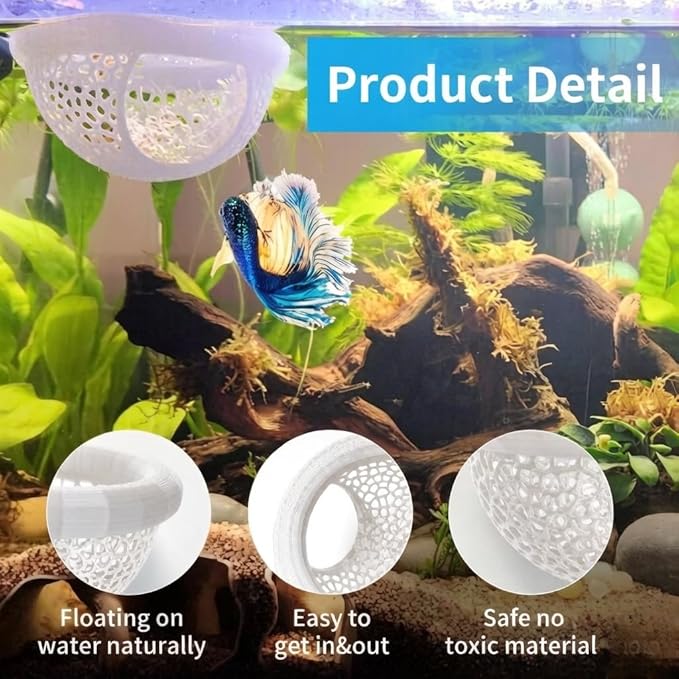 2 PCS Betta Hammock,Bett a Bed, Floating Betta Fish Hammock, 3D Printed Aquarium Decor, Betta Fish Feeder, Safe Resting Spot for Betta, Shrimp and Small Fish(White)