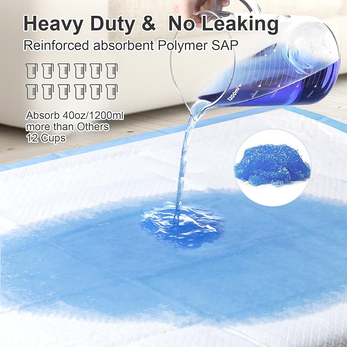 4XL Dog Pee Pads 36"x36", 6 Layer Absorbent Puppy Pads, 100 Count | 36"x36" extra-large pads with 1200ml capacity, quick-dry surface and leak protection for Old, Surgery,Large Dogs