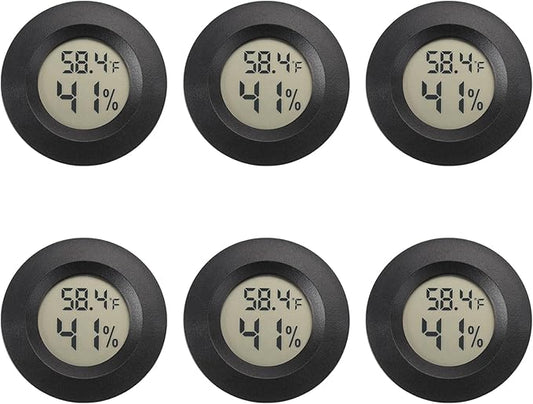 Mini Hygrometer Digital Thermometer Humidity Meter 6 Pack Hygrometer Thermometers Indoor/Outdoor Humidity Monitor Reptile Thermometer for Greenhouse Garden Cellar Fahrenheit(℉)/ Celsius(℃)