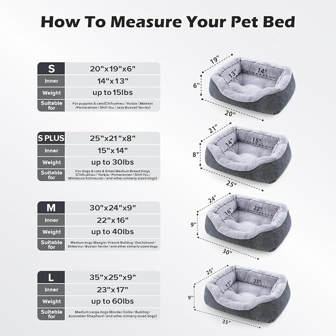 Dog Bed Medium Size, Orthopedic Warming Soft Calming Sleeping Durable with Anti-Slip Bottom
