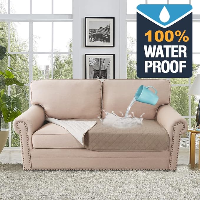 H.VERSAILTEX Couch Cover for Dogs Washable 100% Waterproof Sofa Cushion Cover Dog Bed Cover Non-Slip Pet Blanket for Sofa Cushion Protector, 35" x 62", Khaki