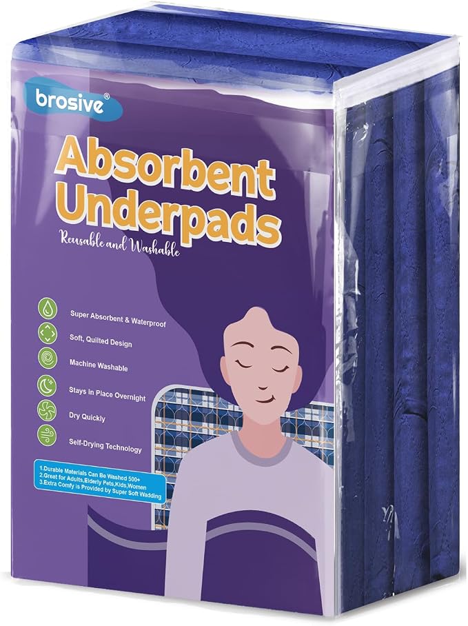 Bed Pads Washable Waterproof 24x36 Inch (4 Pack), Washable Bed Pads for Incontinence, Bed Wetting, and Pet Protection, Navy Blue – Ideal for Elderly, Adults, Kids and Pets
