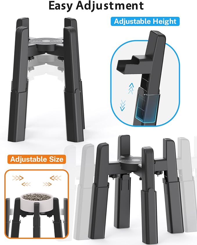 Dog Bowl Stand with Adjustable Height and Width [Stand Only] | Elevated Pet Water & Food Bowl for Medium Dogs, Stable and Anti-Slip Raised Bowl