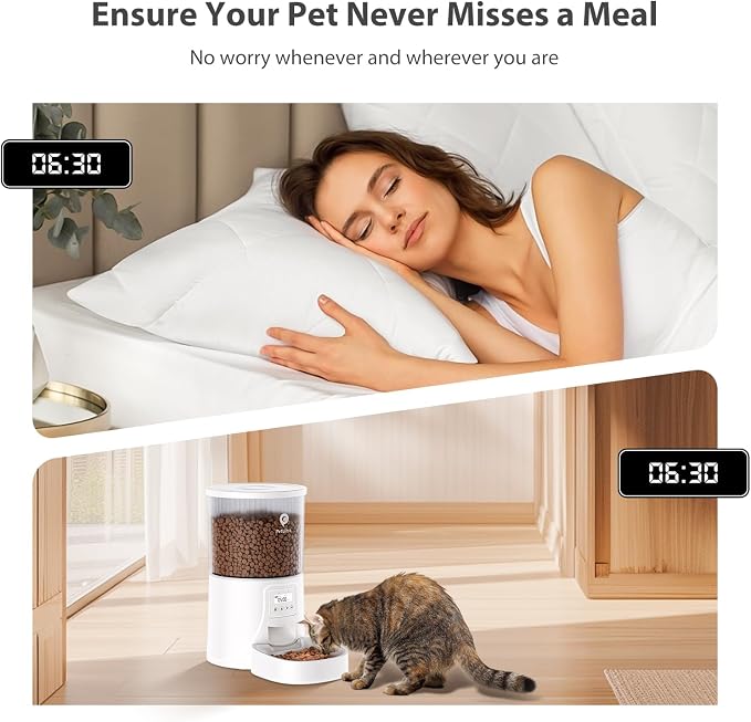 Automatic Cat Feeder: 4L Timed Cats Food Dispenser Programmable | Easy to Set, Dual Power, Precise Portion, Auto Pet Feeder with Desiccant Bag, Detachable Washable for Cats and Small Dog