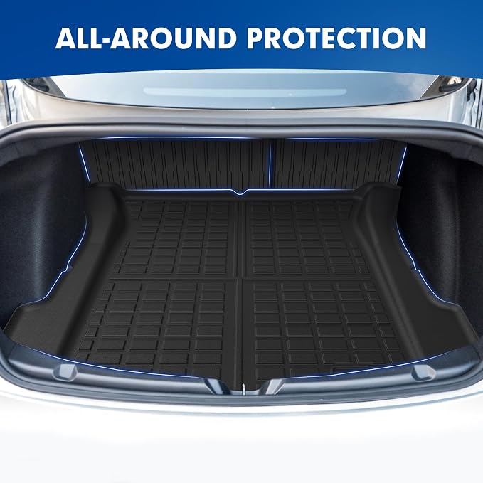 Mixsuper Cargo Liner for Tesla Model 3 2017-2023, All Weather Trunk Mat Backrest Mat TPE Back Seat Cover Protector for Model3 Accessories