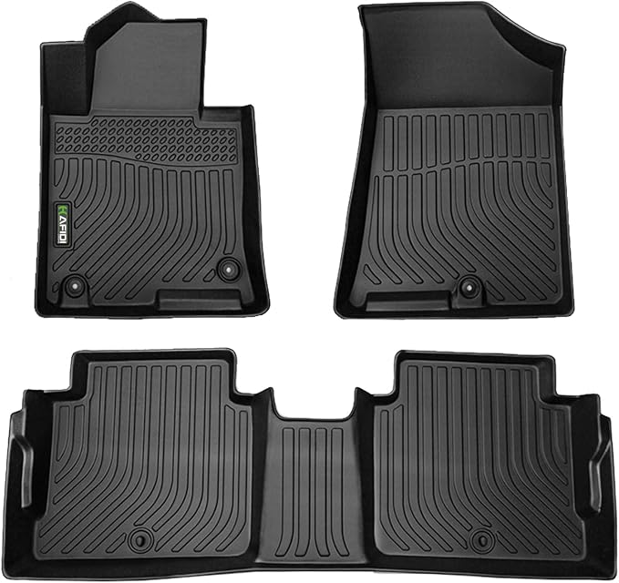 HAFIDI® Floor Mats Fit for Kia Optima 2016-2020 & Hyundai Sonata & Hybrid 2015-2019 All Weather Protection TPE Anti-Slip Automotive Floor Liners, Fits 1st & 2nd Row Full Set Custom Accessories, Black