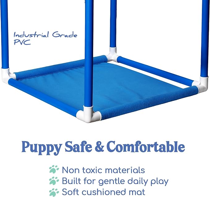 Race&Herd 19.5" Puppy Play Gym — Small Dog Jungle Activity Mat (Ocean) | Dog Play Mat with 8 Bungee Straps, Interactive Puppy Active Toys — Indoor Enrichment Playground Set