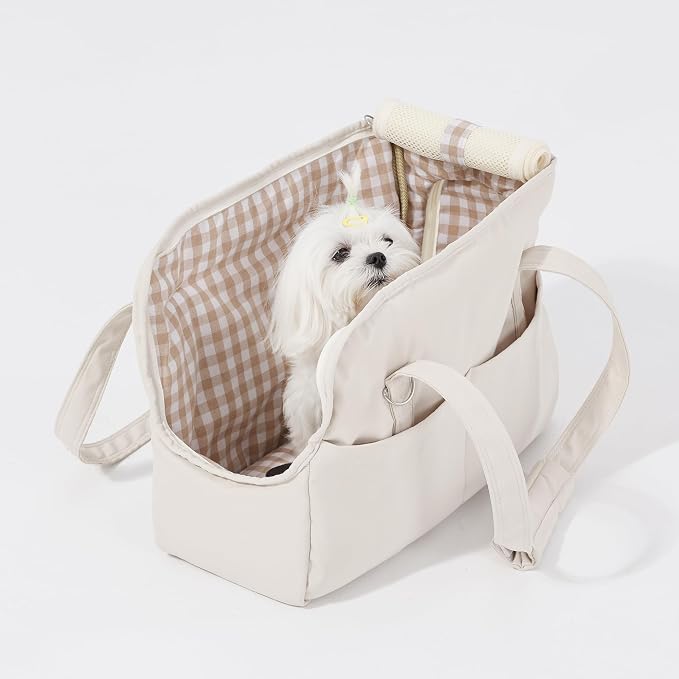 Casual Crossbody Bag for Pets, Hands-Free Shoulder Pet Bag | Fully Openable Sunroof Cover with Mesh Window, Pet Carrier Purse for Small Dogs and Cats (Can Hold 10 Pounds)