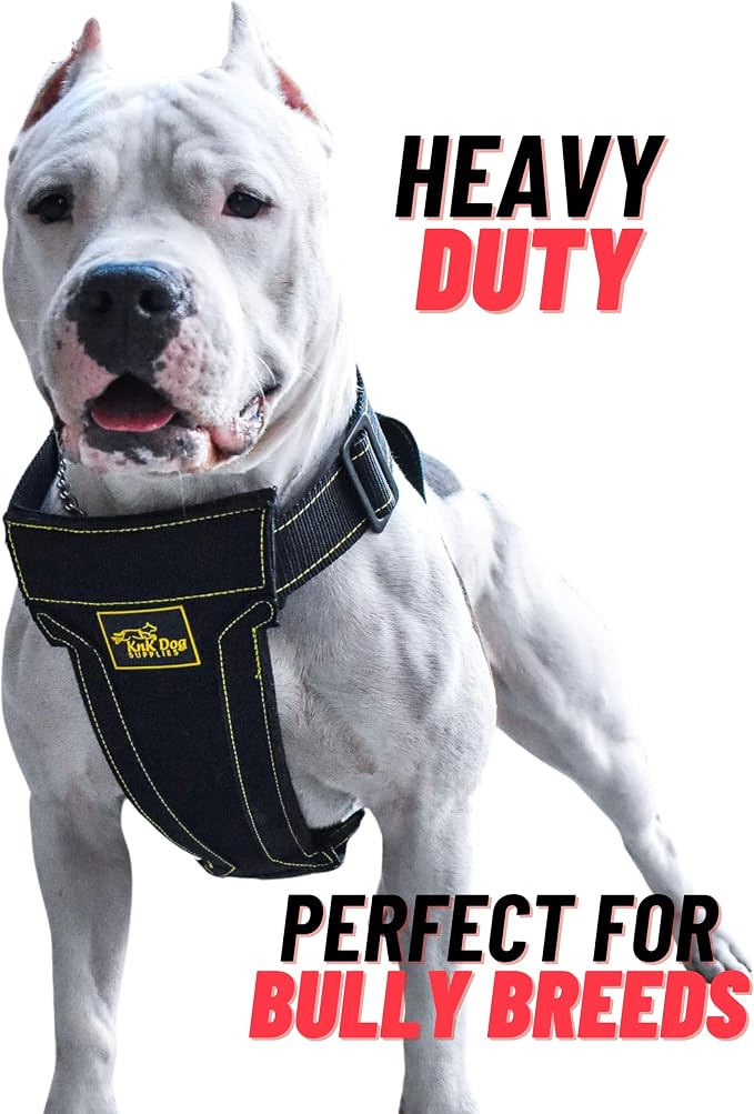 KNK Heavy Duty Tactical Dog Harness for Pitbull, Large & XL Breeds | Adjustable Padded Dog Harness for Large Dogs and Bullies with Reinforced Chest Support for Training, Walking, Strong Pullers