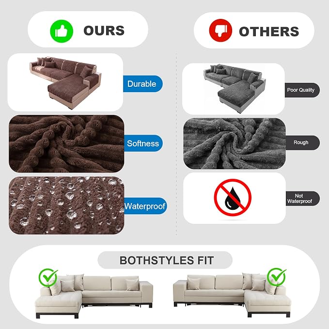 FUANGUI 2 Pack Waterproof Couch Cover for Dogs for Sectional Sofa | Washable Pet Couch Covers for Pets, Non Slip 2 PCS L Shaped Sofa Slipcover, Sofa Covers for 3 Cushion Couch Sofa Pet Friendly