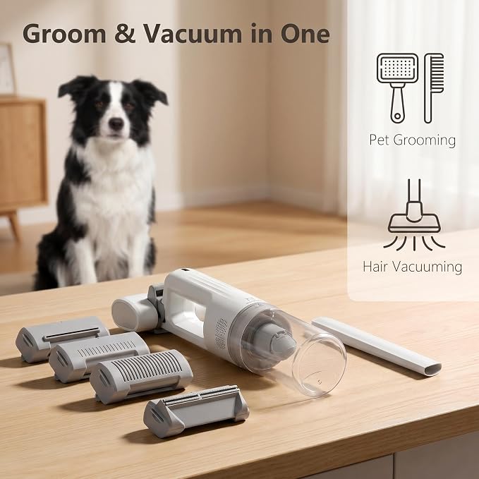 Pet Brush With Vacuum | 5-in-1 Hair Shedding & Vacuum Tool Kits | DELOMENPA Pet Brush With Vacuum | 5-in-1 Hair Shedding & Vacuum Tool Kit
