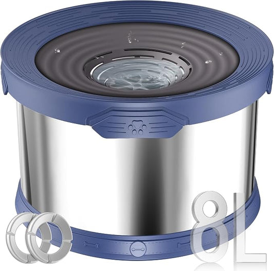 UPSKY 8L Dog Water Bowl No Spill Stainless Steel for Slow Drinking Blue | Large Capacity, Spill-proof, Non-slip Design, Durable, For Large Dogs, Messy Drinkers & Multi-pet Homes, Outdoor / Indoor