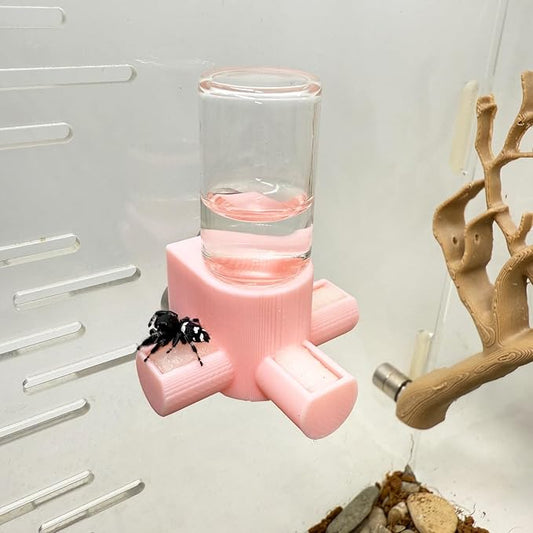 Jumping Spider Water Dispenser, Magnetic Hanging Feeder,Suitable for Jumping Spiders,Tarantulas, Praying Mantises,Arboreal Animals, and Other Small Animal Enclosure Accessories (Pink, 5ML)