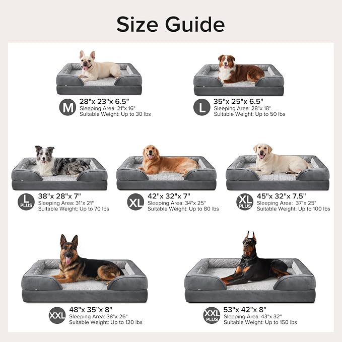Orthopedic Medium Dog Beds for Medium Dogs, Waterproof Egg-Crate Foam Dog Couch Bed with Washable Removable Cover, Waterproof Lining and Nonskid Bottom