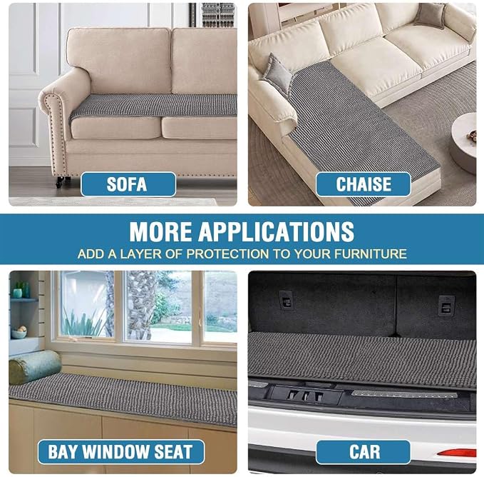 H.VERSAILTEX Plush Chenille Couch Cover for 3 Cushion Couch Anti Slip Washable Sofa Slipcovers Soft and Durable Furniture Protector for Dogs Cats Kids (27.5" x 71", Gray)