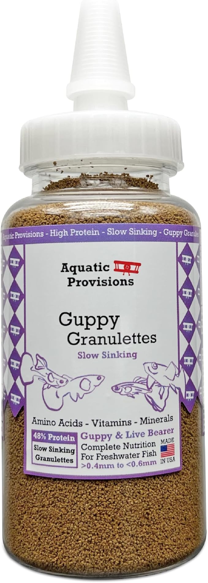 Aquatic Provisions Guppy Granulettes Fish Food 3.17 oz, for Guppies and Livebearer Freshwater Aquarium Species