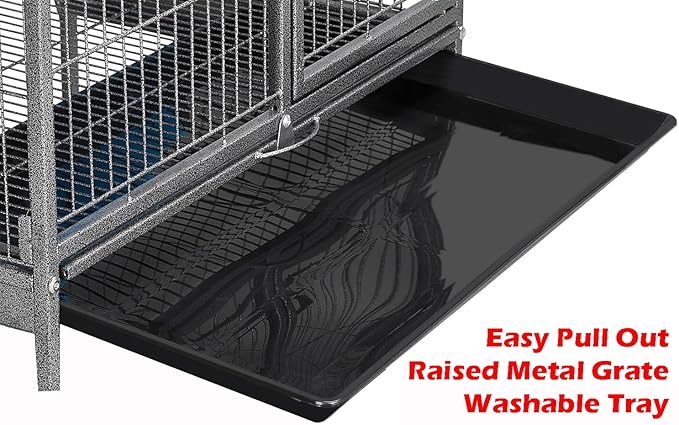 Deluxe Double Unit Two Full Story Durable Front Doors Tight 1/2-inch Wire Spacing Chew-Free Small Animal Critter Home Cage Water Bottle Food Bowl for Feisty Ferret Hammock Rat Mice On Wheels