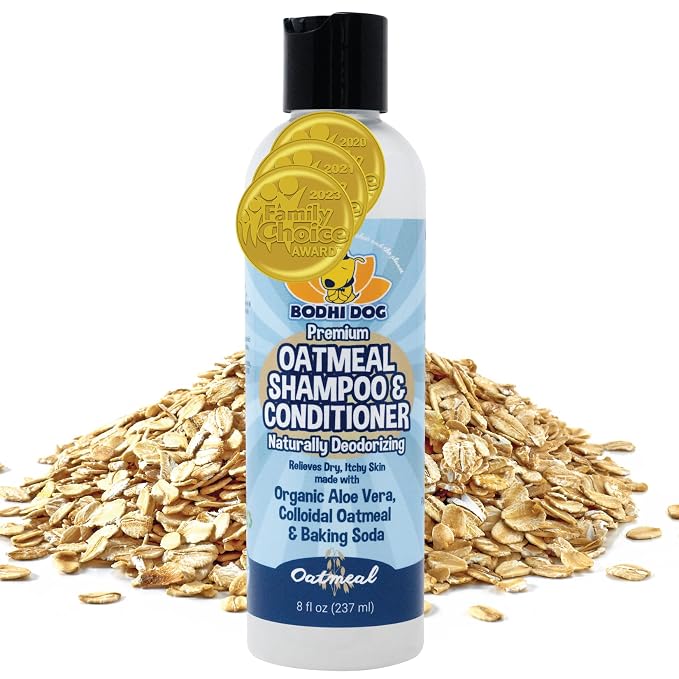 Bodhi Dog Shampoo Brush & Oatmeal Shampoo and Conditioner Bundle - Soothes and Moisturizes Dry, Itchy Skin - Bath Bundle for Shower, Showerhead, Sprayer & Bathing