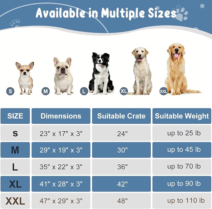 EMPSIGN Dog Bed Mat Crate Pad Mattress, Ultra Soft Pet Kennel, Navy, Small | Reversible(Cool & Warm), Waterproof Linings, Removable Machine Washable Cover, for 24" Dog Crate, Soft Rose Plush/Canvas
