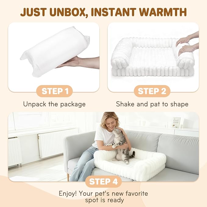 Cat Couch, Orthopedic Pet Bed, Washable Medium Pet Sofa Bed for Puppy and Small to Large Kitten with Anti-Slip Bottom, Fits Up to 65lbs Pets Cat Beds Self Warming