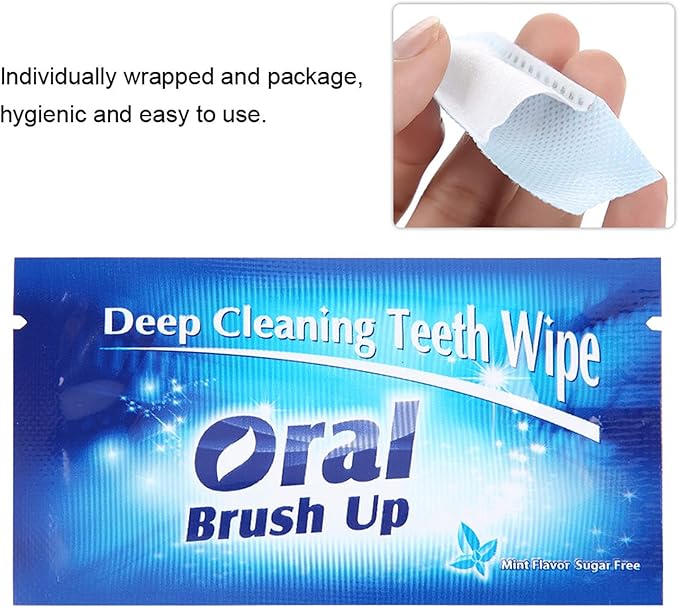 Tbest Finger Brush Teeth Wipes, Deep Cleaning Theet Wipes 50Pcs Wipes Clean Teeth Wipe Cloth Tooth Cleansing Tool for Oral Deep