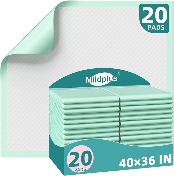 MILDPLUS Extra Large Disposable Bed Pads 40"X36" Chucks Pads for Adult | Super Absorbent Underpads, 130G Heavy Duty, Waterproof, For Incontinence, Protection Pads for Bed, Sofa, and Chair