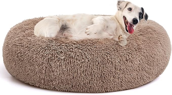 MIXJOY Orthopedic Dog Bed Comfortable Donut Cuddler Round Pet Beds Ultra Soft Washable Dog and Cat Cushion Bed (20''/23''/30'') (30'', Brown)
