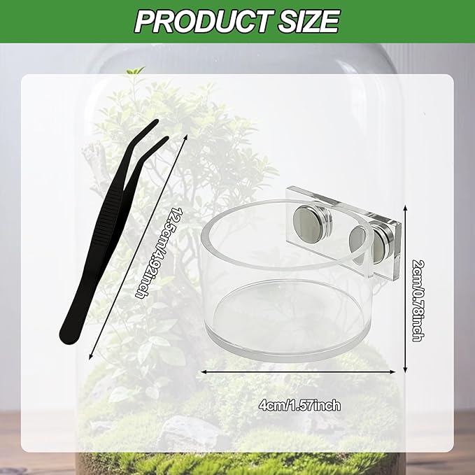 Jumping Spider Feeding Dish Cover, Decorative Magnetic Plastic Water Bowl and Tweezers, Jumping Spider Enclosure Accessories Magnetic Water Bowl Easy to Install