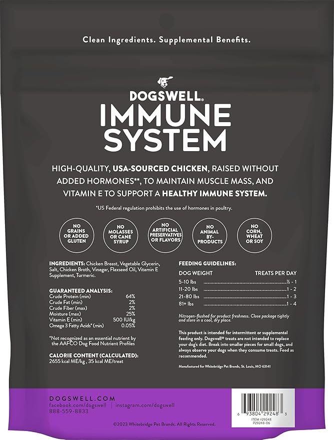 Dogswell Immune System Jerky Dog Treats, Chicken Breast, 12 oz. Bag