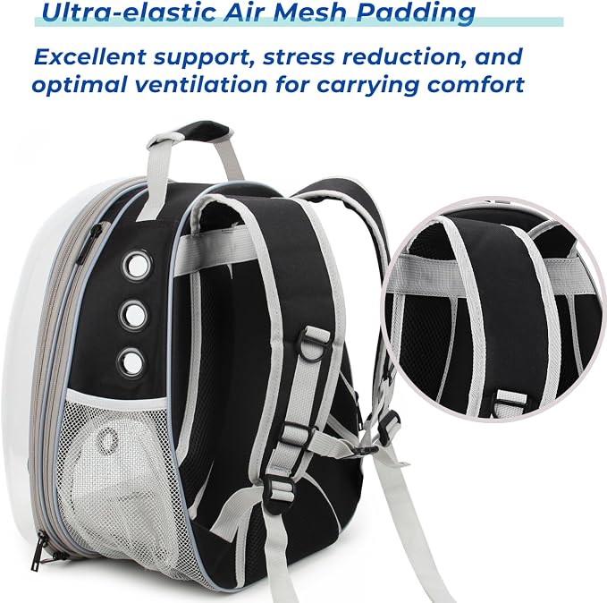 Cat Carrier Backpack, Expandable Bubble Pet Carrier for Cats and Small Dogs, Airline Approved Travel Backpack for Hiking, Walking & Outdoor Adventures - Supports up to 14 lbs