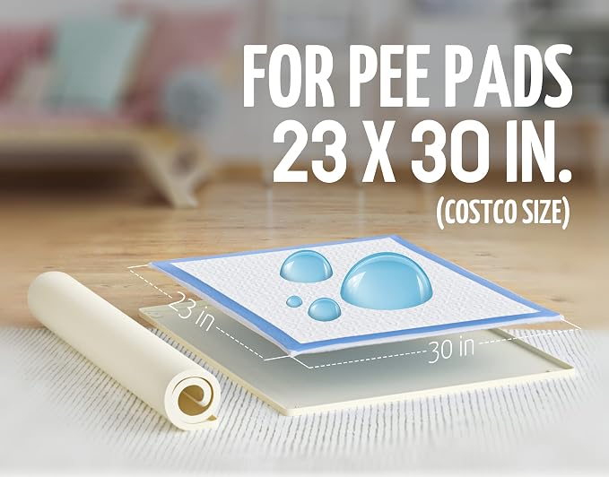 Dog Pee Pad Holder Tray Fits for 30” x 23” Pee Pads - 2 Pack - Beige | Corner Lock Holes, Raised Edges, Non-Spill, Easy to Clean Silicone Dog Potty Tray Holder, For Indoor Floor Protection