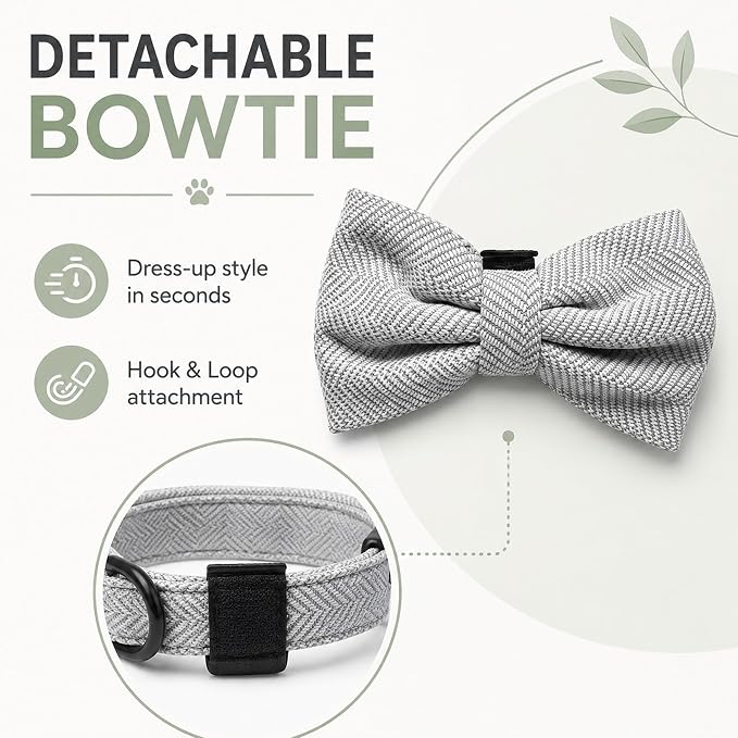 EVERKING 5-Piece Dog Travel Set, Adjustable Harness, Leash, Collar, Poop Bags, Bowtie for Small Medium Dogs, Beige, Breathable No-Pull Design (Slate Gray, L)