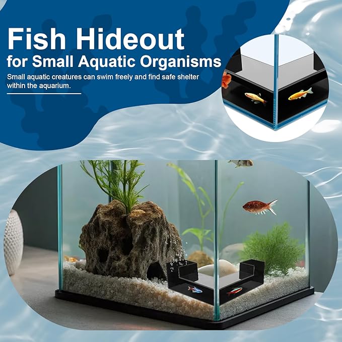 Black Aquarium Cave for Fish and Shrimp – Fish Tank Tunnel Hideout, Natural Decorative Tank Ornament for Betta, Shrimp, and Small to Medium Aquatic Tanks