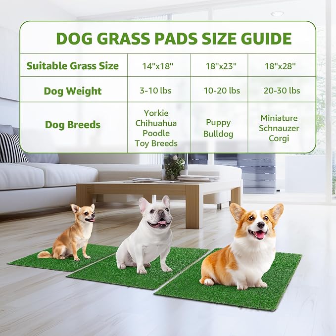 LOOBANI Dog Grass Pee Pads, 2 Pack Artificial Grass for Potty Tray, 18x28in | Replacement Turf, Pet-Friendly, Easy to Clean, Washable, Fake Grass Mat for Puppy to Pee on, Outdoor Indoor Pee Grass Patch