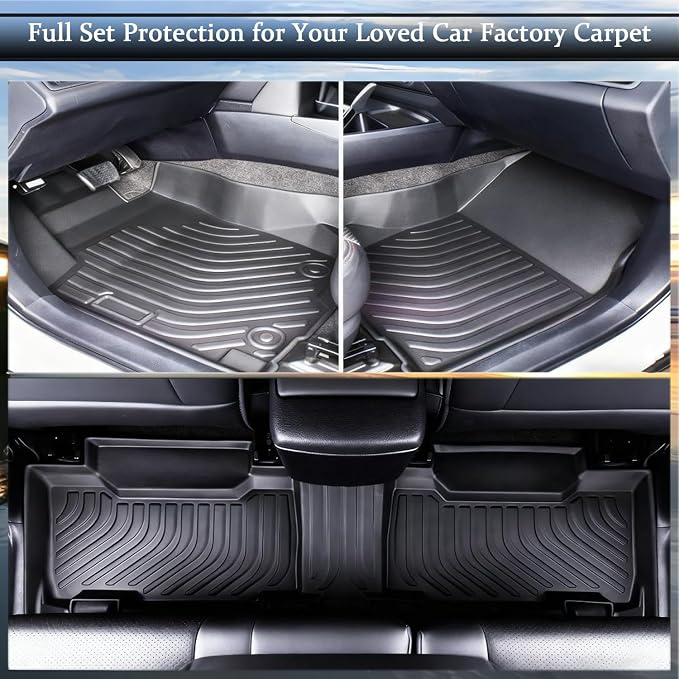 Aiqiying Floor Mats Compatible with Toyota Camry 2025-2026 Models，All Weather Waterproof Durable Custom-Fit Front Rear Rows Full Set Protection TPE Carpet Liners Accessories